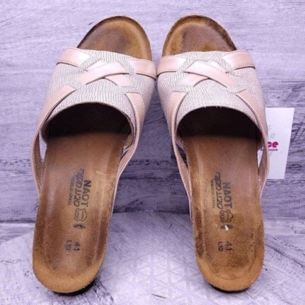 Naot Platform Cork Bed Leather Slip on Wedge Sandal Pink Brown Women's sz 10 - Picture 6 of 8